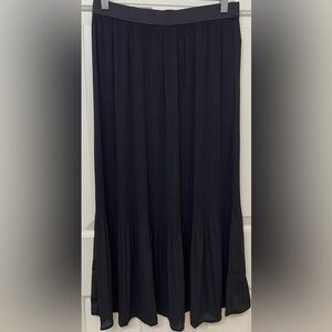 Adrianna Papell Womens Solid Black Sheer Midi Skirt EUC Semi Formal Chic XS